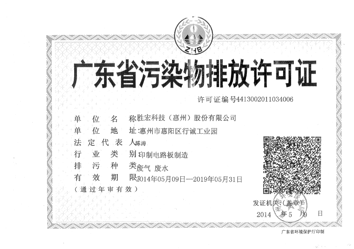 世俱杯(集团)智能科技股份有限公司排污许可证