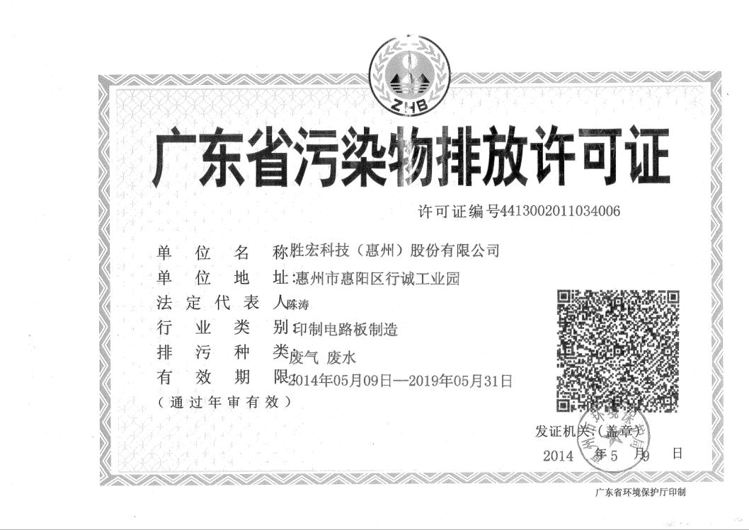 信息公开：世俱杯科技2015-2019年排污许可证